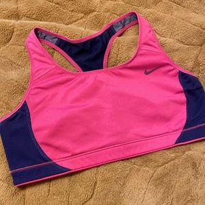 Nike pink, dri-fit sports bra